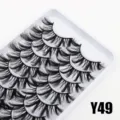 Dichte schwarze künstliche Wimpern im Set, dramatischer Cosplay Stil, Modell Y49. - 10 Paare (Y49)