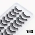 10 Paar falsche Wimpern natürlicher Look Cosplay dicke lange schwarze Wimpern weiße Schale - 10 Paare (Y63)