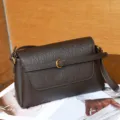Bolso de hombro vintage de cuero genuino, bolso marrón retro para mujer, diseño elegante diario. - Café