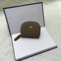 Genuine leather mini coin purse for women, compact card holder with cute flower decor, brown. - Apricot