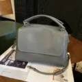 Retro leather boston bag for women, elegant grey shoulder handbag with top handle and strap. - 27*15*18cm / Premium Grey