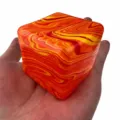 Square cheese squishy stress relief toy, vibrant marble fluid design, soft sensory fidget item for fun. - Maltose Squishy - OPP Bag / Orange Textured Ice Cube Maltose Squishy (4cm)