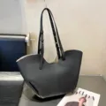 Borsa shopper in pelle nera da donna, grande borsa a spalla, elegante borsa a tracolla. - 27*10*28CM / Nero