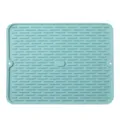 Lichtblauwe siliconen droogmat, antislip afdruipmat voor keuken, servies en bekers hittebestendig. - Middelgrote droogmat Noords groen 40*30 cm