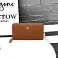 Women brown leather long zip wallet, classic stylish large capacity purse with multi card slots. - Earthy Yellow