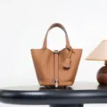 Brown Genuine Leather Bucket Bag, Classic Casual Handbag Tote Bag for Daily Fashion Wear Style - 18*13*13 cm / Gold Brown with Silver Buckle