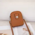 Bolso de teléfono vertical de cuero genuino, mini bolso cruzado de moda para mujeres uso diario. - 16*7*20cm / Caramelo