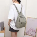 Genuine leather backpack for women, casual soft cowhide school bag with large capacity. - 25*13*30cm / Matcha Green