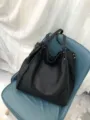 Borsa a tracolla in vera pelle da donna, borsa casual in pelle bovina di grande dettaglio - Nero
