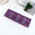 Y2K style purple knitted wide headband featuring sparkling rhinestone five-pointed star patterns. - 1# Purple