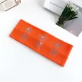 Orange rhinestone star knitted wide headband, Y2K sweet cool elastic hair band variant. - Tangerine