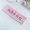 Fascia per capelli in maglia rosa con stelle di strass colorate stile dolce e cool elastica - Rosa Chiaro