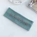 Fascia per Capelli in Maglia Verde con Stelle di Strass, Elastico Rigato Antiscivolo - Blu Polvere