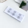 White knitted headband with rhinestone stars, Y2K style wide elastic hair band variant. - White