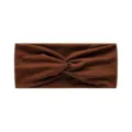 Brown twisted sports headband for women, elastic and anti-slip hair band for yoga and running. - Dark Coffee
