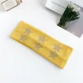 Y2K Style Yellow Rhinestone Star Knitted Wide Headband For Sweet Cool Girls Elastic Hair Band - Yellow