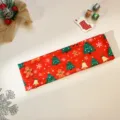 Christmas wide fabric headband red holiday party hair band with cute festive print - Red Gingerbread Man