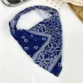Pañuelo pelo triangular paisley retro bandana elástica azul accesorio de moda - 1# Azul Marino