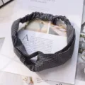 Diadema cruzada pata de gallo blanco y negro estilo coreano accesorio de pelo elástico SKU. - Negro