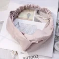 Diadema cruzada de cuadros finos estilo coreano mujer retro ancho elástico pelo - Rosa