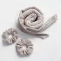 Set arricciacapelli senza calore in morbido velluto grigio, con fascia e due scrunchies. - 2# Set da 3 pezzi cachi