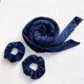 Set di bigodini senza calore in velluto blu scuro con elastici per capelli perfetti. - 4# Set da 3 pezzi blu marina