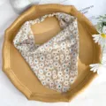 Foulard triangolare con stampa margherita e banda elastica, grazioso accessorio per capelli. - 1# Margherita cachi
