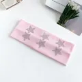 Pink knitted wide hair band with rhinestone stars, Y2K style elastic cute sweet headband. - 12# Light Pink