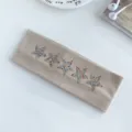 Fascia in maglia con strass a stella e righe verticali, accessorio per capelli stile dolce - Kaki