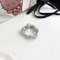 Ύφασμα scrunchie μαλλιών με πουά ιαπωνικό στυλ μοντέρνο αξεσουάρ για καθημερινή χρήση - S / Ανοιχτό γκρι
