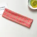 Diadema elástica ancha a cuadros retro americana, variante de pelo roja elegante. - #1 Cuadros rosa y naranja