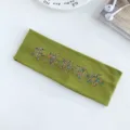 Fascia in maglia a costine verde con stelle in cristallo colorato, alta elasticità e stile. - 19# Verde Oliva