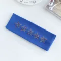 Fascia in maglia con stelle in strass blu, design a righe verticali, alta elasticità stile cool. - Blu Reale