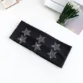 Black knitted wide hairband with rhinestone star patterns, Y2K sweet cool stretch headband. - Black