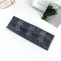 Knitted wide headband with rhinestone star dark grey elastic sweet cool fashion hair accessory - No. 22 Dark Gray
