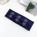 Y2K rhinestone star knitted wide headband sweet cool hair accessory anti-slip - 23# Navy Blue