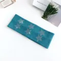 Y2K style knitted rhinestone star wide hairband, sweet and cool elastic anti-slip headband. - 24# Turquoise Green