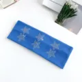Blue knitted wide headband with sparkly rhinestone stars, Y2K style sweet-cool hair accessory. - 25# Blue