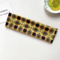 Diadema elástica ancha de cuadros retro americano, accesorio de cabello versátil y elegante. - #4 Cuadros amarillo y negro
