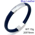 Herren Königblau Geflochtenes Lederarmband mit Edelstahl Magnetverschluss Platte Neu - Gold