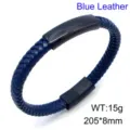 Herren blau geflochtenes Lederarmband mit schwarzem Edelstahl Magnetverschluss. - Schwarz