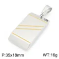 Pendentif militaire géométrique en acier inoxydable pour homme avec finitions bicolores et lignes. - Tag Militaire Ligne Diagonale Or(KP119567-HR) / Pendentif Seul (Sans Chaîne)