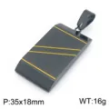 Pendentif plaque militaire homme acier inoxydable géométrique lignes noir or bijoux - Tag Militaire Bicolore Noir Or(KP119568-HR) / Pendentif Seul (Sans Chaîne)