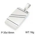 Pendentif militaire géométrique en acier inoxydable pour homme bijou mode 35x18mm - Tag Militaire Lignes Diagonales Géométriques(KP119569-HR) / Pendentif Seul (Sans Chaîne)