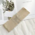 Beige gebreide geribbelde haarband met strass steentjes, elastisch en stijlvol haaraccessoire. - 4# Khaki