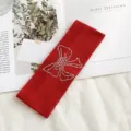 Rode gebreide geribbelde haarband met strass strik voor dames stijlvol haaraccessoire. - Rood (6#)