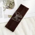 Bruine gebreide strass strik haarband elastische gezellige haaraccessoire dagelijks. - Koffie