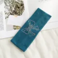 Donkerblauwe geribbelde gebreide haarband met fonkelend strass strikdesign. Elastisch haaraccessoire. - 24# Turquoiseblauw