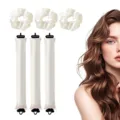 Heatless hair curler set with satin scrunchies for effortless wavy hairstyles and daily care. - White 6-Piece Set