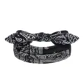 Bandeau élastique à motif cachemire noir et blanc avec joli nœud d'oreilles de lapin. - Paisley Noir Blanc